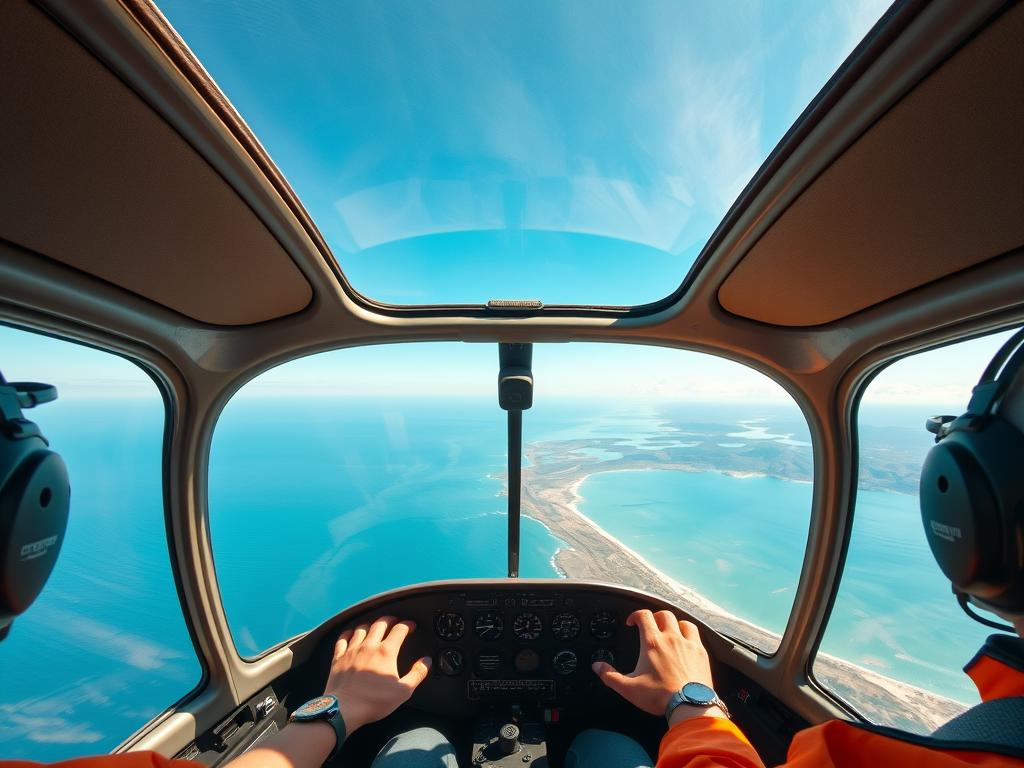 Vue cockpit en vol au-dessus de la côte